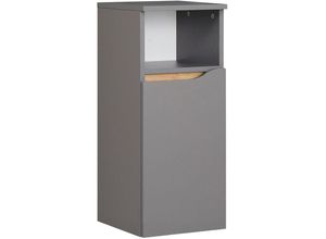 4066075062967 - Lomadox - Bad Unterschrank QENA-66 in Quarzgrau Matt Touch mit Riviera Eiche quer Nb b h t ca 30 72 33 cm - grau