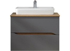 4066075063018 - Lomadox - Badezimmer Waschtisch mit Keramik Aufsatzwaschbecken QENA-66 in Quarzgrau Matt Touch mit Riviera Eiche quer Nb b h t ca 73 621 45 cm