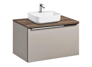 4066075063865 - Lomadox - Waschtisch-Unterschrank Set 80cm in taupe mit Vintage Eiche PUEBLA-56-TAUPE Keramikbecken 2 Softclose-Schubkästen b h t 804 625 46 cm