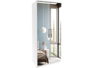 4066075064138 - Lomadox - Schlafzimmer Kleiderschrank OLMO-83 in weiß mit Spiegeltüren b h t ca 90 217 63 cm - weiß