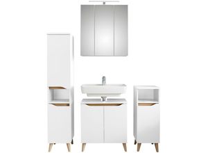 4066075064176 - Lomadox - Badezimmer Möbel Set mit Füßen in QUEIMADOS-66 in Weiß Glanz mit Weiß Hochglanz b h t ca 125 200 33 cm - weiß