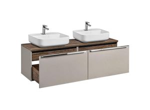 4066075064411 - Lomadox - Doppel Waschtisch-Unterschrank 160cm taupe mit Vintage Oak PUEBLA-56-TAUPE b h t 1604 635 46 cm - beige