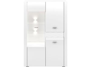 4066075065241 - Highboard in weiß Hochglanz mit hochwertiger mdf Front AURICH-131 inkl led Beleuchtung b h t ca 92 138 42 cm - weiß