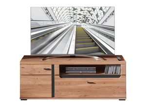 4066075066125 - Lomadox - tv Lowboard mit Massivholzfront STAVEN-36 in Old Artisan Oak Nb mit Absetzungen in schwarz matt b h t ca 150 55 42 cm - braun