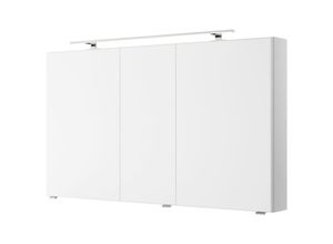 4066075066644 - Bad Spiegelschrank mit 3D Funktion und led Beleuchtung in weiß Glanz VILLATORO-66 b h t ca 120 703 145 cm - weiß