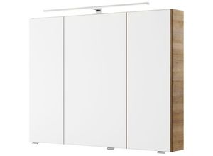 4066075066682 - Lomadox - Bad Spiegelschrank mit 3D Funktion und led Aufsatzleuchte in Riviera Eiche Nb VILLATORO-66 b h t ca 90 703 145 cm - braun