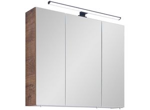 4066075067924 - Lomadox - Spiegelschrank 75 cm inkl led Aufsatzleuchte MURCIA-66 in Eiche Ribbeck quer Nb b h t ca 75 70 20 cm - schwarz