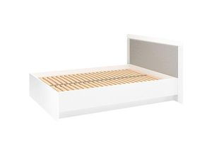 4066075068839 - Schlafzimmer Doppelbett Ehebett 140cm Liegefläche mit Lattenrost in weiß mit Velourspolsterung in grau LANA-131 b h t ca 167 100 208 cm - weiß