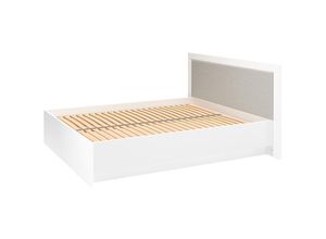 4066075068846 - Schlafzimmer Doppelbett Ehebett 160cm Liegefläche mit Lattenrost in weiß mit Velourspolsterung in grau LANA-131 b h t ca 187 100 208 cm - weiß