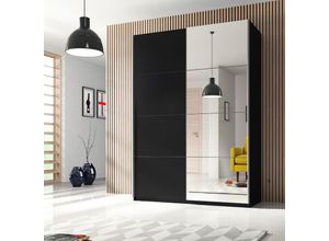 4066075069553 - Kleiderschrank mit Schwebetüren BIRMINGHAM-83 in schwarz b h t ca 120 210 61 cm - schwarz