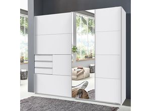 4066075069805 - Lomadox - Schlafzimmer Schwebetürenschrank mit 3 Schubkästen und Spiegel in weiß BREGENZ-43 b h t ca 180 198 65 cm - weiß