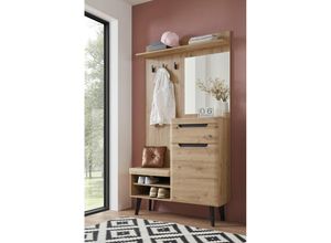 4066075069812 - Lomadox - Garderobe TIROL-61 in Eiche Artisan Nb mit Spiegel und Sitzbank b h t ca 110 200 34 cm - braun