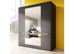 4066075070931 - Lomadox - Schlafzimmer Kleiderschrank mit 4 Türen in anthrazit mit anthrazit Hochglanz und Appenzeller Fichte Nb HERNING-83 b h t ca 181 213 60 cm