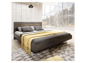 4066075070979 - Schlafzimmer Ehebett Doppelbett 180 cm breit in anthrazit mit anthrazit Hochglanz und Appenzeller Fichte Nb HERNING-83 b h t ca 186 92 205 cm