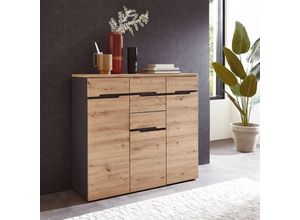 4066075071679 - Lomadox - Wohnzimmer Kommode MANRESA-36 in Artisan Eiche Nb mit Graphit b h t ca 120 107 38 cm - braun