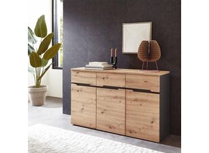 4066075071693 - Lomadox - Sideboard in Artisan Eiche Nb mit Graphit MANRESA-36 drei Schubkästen und drei Türen b h t ca 135 82 38 cm - braun