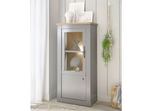 4066075071853 - Lomadox - Wohn- Esszimmer Vitrine in grau mit Artisan Eiche Nb CHATHAM-61 b h t ca 68 142 37 cm - grau