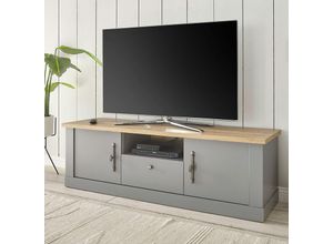 4066075071884 - Lomadox - Wohnzimmer Landhaus tv Lowboard in grau mit Artisan Eiche Nb CHATHAM-61 b h t ca 155 48 44 cm - grau braun