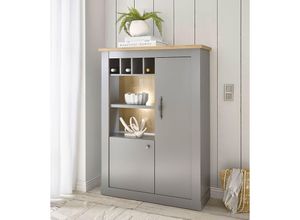 4066075071907 - Wohn- Esszimmer Highboard mit Flaschenfächern in grau mit Artisan Eiche Nb CHATHAM-61 B H T ca 103 142 37 cm - grau