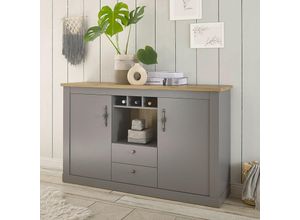 4066075071914 - Lomadox - Landhaus Wohn- Esszimmer Sideboard in grau mit Artisan Eiche Nb CHATHAM-61 b h t ca 166 100 44 cm - grau