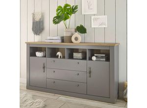 4066075071921 - Lomadox - Wohn- Esszimmer Landhaus Sideboard in grau mit Artisan Eiche Nb CHATHAM-61 b h t ca 198 104 44 cm - grau