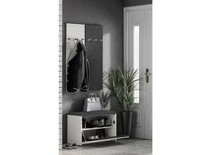 4066075072003 - Lomadox - Garderobe Bank mit Garderobenpaneel in Schneekiefer Nb mit anthrazit HORSENS-131 b h t ca 70 200 34 cm - weiß