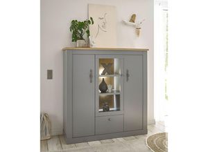 4066075072034 - Wohn- Esszimmer Highboard in grau mit Artisan Eiche Nb CHATHAM-61 b h t ca 138 142 44 cm - grau