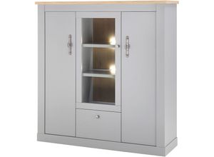 4066075072232 - Wohn- Esszimmer Highboard mit led Beleuchtung in grau mit Artisan Eiche Nb CHATHAM-61 b h t ca 138 142 44 cm - grau