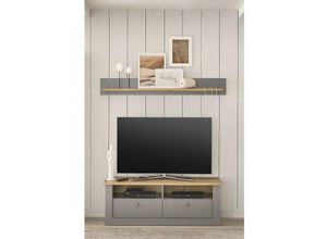 4066075072317 - Wohnzimmer tv Möbel Set in grau mit Artisan Eiche Nb CHATHAM-61 b h t ca 150 160 44 cm - grau