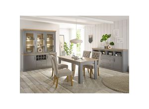 4066075072409 - Lomadox - Landhaus Esszimmer Set mit Buffetschrank und led Beleuchtung in grau mit Artisan Eiche Nb CHATHAM-61 - grau