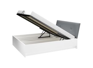 4066075073017 - Lomadox - Doppelbett Gästebett Jugendbett 160 cm breit in weiß matt inkl Lattenrost und Bettkasten LEESTON-131 mit gepolstertem Kopfteil b h t ca