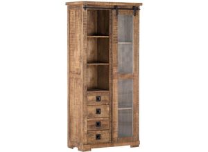 4066075073154 - Lomadox - Wohn- Esszimmer Vitrine in Mangoholz natur massiv KARLSTAD-123 b h t ca 90 190 47 cm 4066075073154 - Lomadox - Wohn- Esszimmer Vitrine in Mangoholz natur massiv KARLSTAD-123 b h t ca 90 190 47 cm