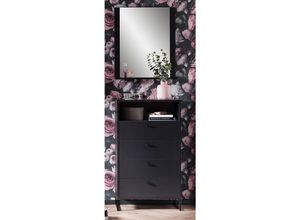 4066075073239 - Lomadox - Highboard inkl Spiegel JULBACH-80 in Schwarzmatt b h t ca 602 200 3305 cm - schwarz