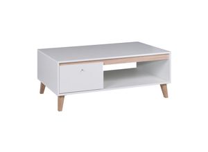 4066075074120 - Lomadox - Wohnzimmer Couchtisch in weiß mit San Remo Eiche Nb ORTONA-132 b h t ca 120 465 65 cm - weiß