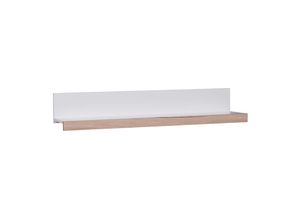 4066075074144 - Lomadox - Wohnzimmer Wandboard in weiß mit San Remo Eiche Nb ORTONA-132 b h t ca 135 23 23 cm - weiß