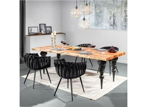 4066075075837 - Lomadox - Esszimmer Sitzgruppe 240 cm Massivholz Esstisch mit 4 Stühlen TARRAS-123 modernes Design - braun