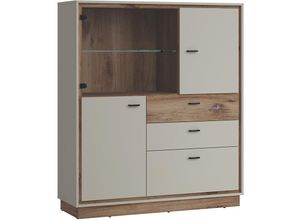 4066075076889 - Vitrine Highboard in Flagstaff Eiche Nb und grau RAMVIK-129 b h t ca 124 143 40 cm - grau