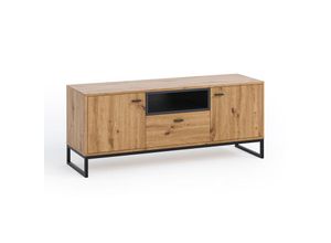 4066075078005 - Lomadox - Wohnzimmer tv Lowboard in Artisan Eiche Nb mit schwarzem Metallgestell OSTUNI-132 b h t ca 135 55 40 cm - braun