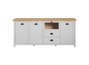 4066075078357 - Wohnzimmer Sideboard in lichtgrau mit Artisan Eiche Nb LICATA-19 b h t ca 190 82 41 cm - grau