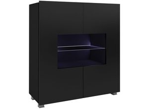 4066075078609 - Lomadox - Highboard mit Glasböden und Glasrahmentür in schwarz Hochglanz CAIRNS-132 b h t ca 100 107 35 cm - schwarz