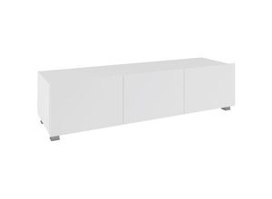 4066075078937 - Lomadox - Wohnzimmer tv Lowboard mit 3 Türen stehend oder hängend in weiß Hochglanz CAIRNS-132 b h t ca 150 37 43 cm - weiß