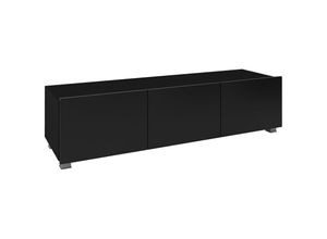 4066075078944 - Lomadox - Wohnzimmer tv Lowboard mit 3 Türen stehend oder hängend in schwarz Hochglanz CAIRNS-132 b h t ca 150 37 43 cm - schwarz