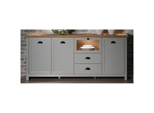 4066075079385 - Lomadox - Wohnzimmer Sideboard mit Unterbauspot in lichtgrau mit Artisan Eiche Nb LICATA-19 b h t ca 190 82 41 cm - grau