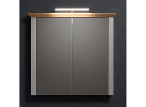 4066075079422 - Badezimmer Spiegelschrank mit LED-Aufbauleuchte in lichtgrau mit Artisan Eiche Nb LICATA-19 B H T ca 78 73 24 cm - grau