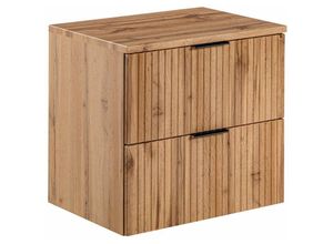 4066075080084 - Lomadox - Waschtischunterschrank 60cm ADELAIDE-56 Wotaneiche mit gerillter Front b h t ca 606 592 465 cm - braun