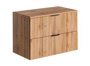 4066075080657 - Lomadox - Waschtischunterschrank 80cm ADELAIDE-56 Wotaneiche mit gerillter Front b h t ca 806 592 465 cm - braun 4066075080657 - Lomadox - Waschtischunterschrank 80cm ADELAIDE-56 Wotaneiche mit gerillter Front b h t ca 806 592 465 cm - braun
