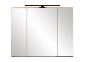 4066075081227 - Lomadox - Spiegelschrank 80 cm mit LED-Aufbauleuchte in Wotan Eiche Nb MARLING-03 b h t ca 80 64 20 cm - braun