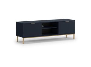 4066075081470 - Lomadox - tv Lowboard Fernsehschrank 150 cm breit in Marineblau PERIA-132 mit goldfarbenem Metall-Fußgsestell b h t ca 150 50 41 cm - blau