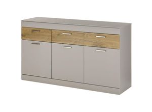 4066075083764 - Sideboard 150 cm SINAIA-61 in grau matt mit Zinn Eiche Nb B H T ca 150 85 42 cm - grau