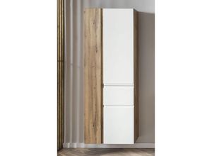 4066075084174 - Lomadox - Badezimmer Hochschrank mit Schublade 65cm VASTO-03-WHITE in Wotan Eiche Nb mit weiß matt b h t ca 65 180 35 cm - weiß